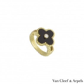 Van Cleef & Arpels?Yellow Gold Diamond Alhambra Ring Van Cleef & Arpels?Yellow Gold Diamond Alhambra Ring